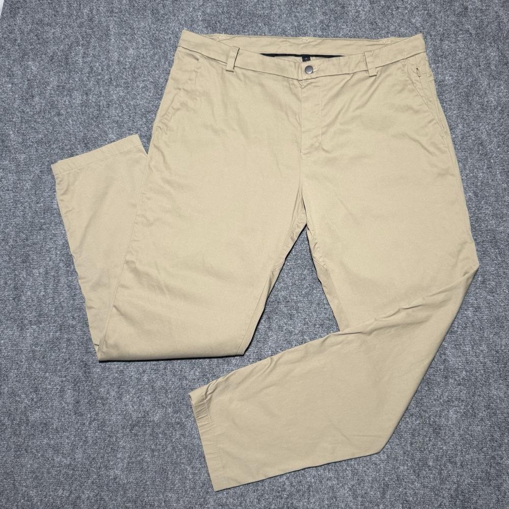 Lululemon Pants Commission Warpstreme Stretch Logo LM5440S Men Sz 38x32 Khaki